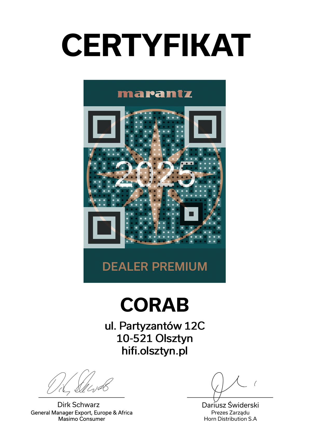 certyfikat dealer marantz premium_corab olsztyn._2025.png